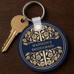 Gold Blue Sword Bridesmaid Royal Wedding Gift Keychain