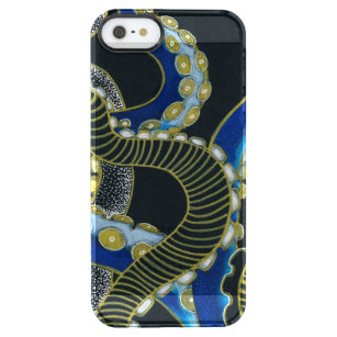 Gold Blue Tentacles Octopus Grey Black Art Clear iPhone SE/5/5s Case