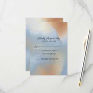 Gold & Blue Texture  RSVP Card