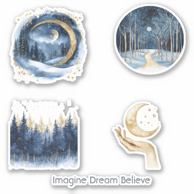 Gold Blue Trees Imagine Dream Believe   (Front)