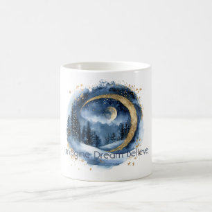 Gold Blue Trees Imagine Dream Believe Coffee Mug