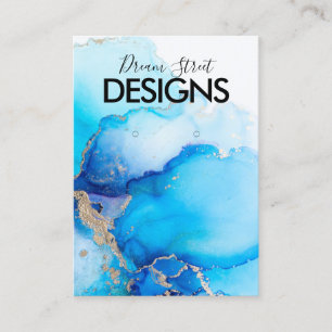 Gold Blue Watercolor Earring Display Card
