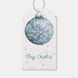 Gold Blue White Christmas Snowflakes Ornament Gift Tags