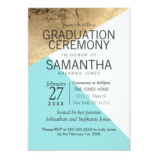 Gold Blue White Geo Triangles Graduation Ceremony Card