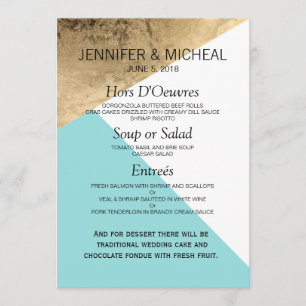 Gold Blue White Geo Triangles Wedding Menu