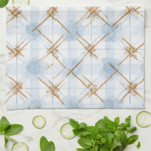 Gold Blue White Stripes Kitchen Towel