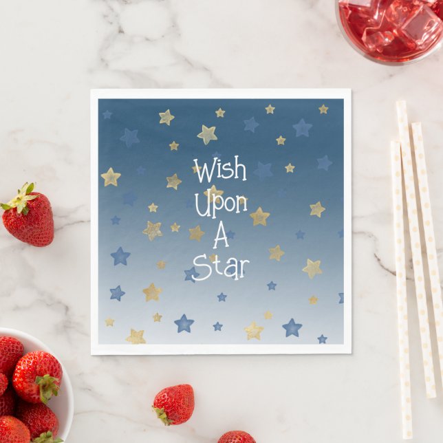 Gold Blue Wish Upon A Star Napkin (Insitu)