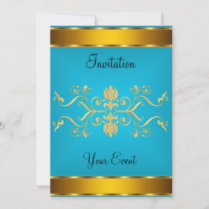 Gold Blueish color Party Invitation