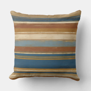 gold blues beige and bronze stripes throw pillow
