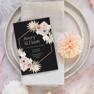 Gold Blush esthétique pampas faire-part de mariage