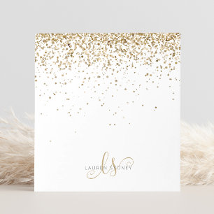 Gold Blush Glitter Glam Monogram Name Notepad