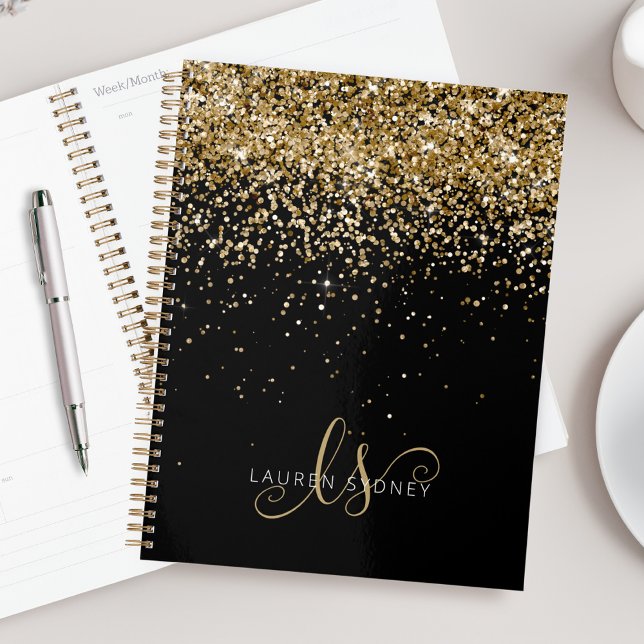 Gold Blush Glitter Glam Monogram Name Planner (Creator Uploaded)