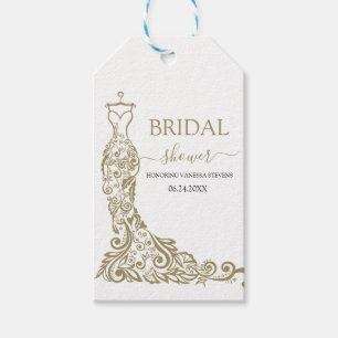 Gold Blush Gown Bridal Shower Gift Tags
