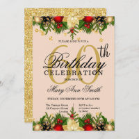 Gold & Blush Holiday Glitter 60th Birthday Party