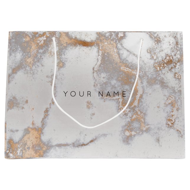 Gold Blush Marble Metallic Gift Grey Silver Rose Large Gift Bag (Front)
