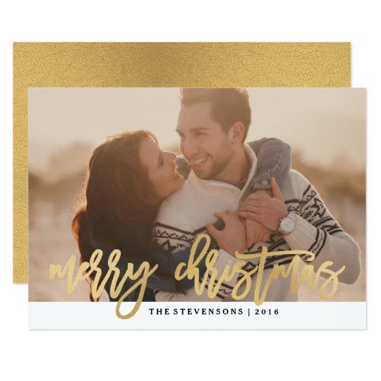 Gold Blush Merry Christmas Holiday Photo Card