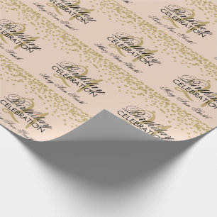 Gold Blush Pink 21st Birthday Glitter Confetti Wrapping Paper