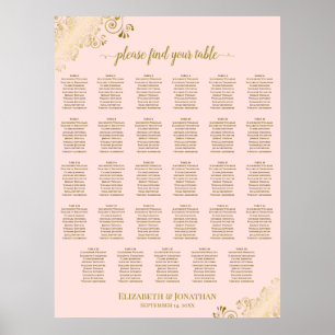 Gold & Blush Pink 29 Table Wedding Seating Chart
