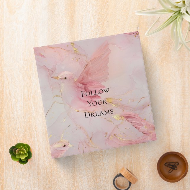 Gold Blush Pink Birds Baby Shower Binder (In Situ)