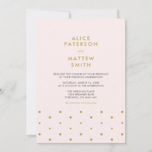 Gold & Blush Pink   Chic Modern Wedding Invitation