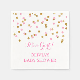 Gold Blush Pink Confetti Baby Shower Napkin