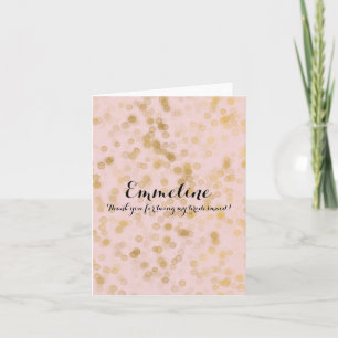 Gold Blush Pink Confetti Thank you bridesmaid Card