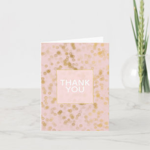 Gold Blush Pink Confetti Thank You Card