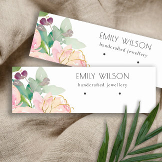 Gold Blush Pink Floral Bunch Earring Display Mini Business Card