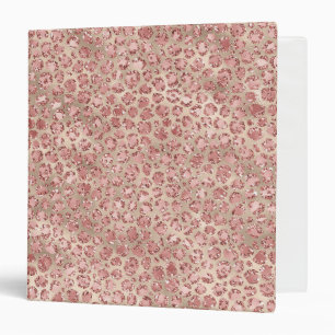 Gold Blush Pink Glitzy Glitter Leopard Print Binder