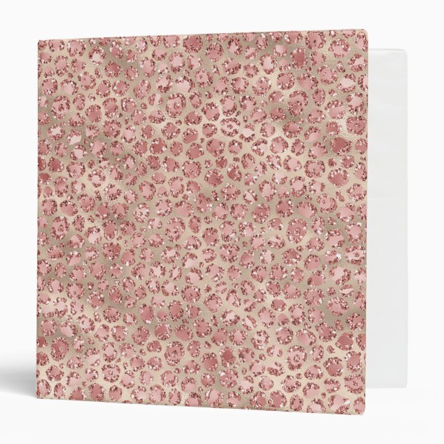 Gold Blush Pink Glitzy Glitter Leopard Print Binder (Front/Inside)