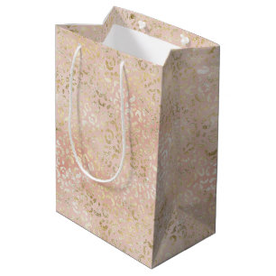 Gold Blush Pink Leopard Medium Gift Bag