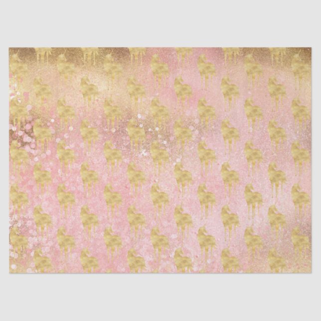 Gold Blush Pink Magical Unicorn Tissue Paper (Front)