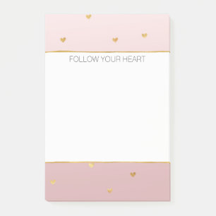 Gold Blush Pink Ombre Hearts Post-it Notes