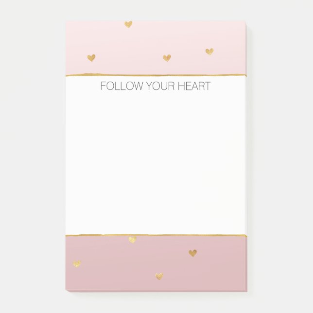 Gold Blush Pink Ombre Hearts Post-it Notes (Front)