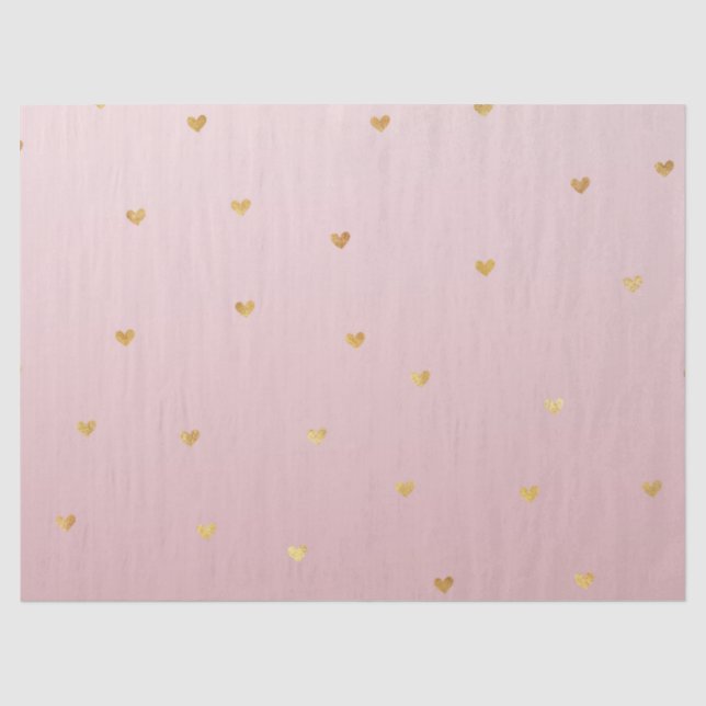 Gold Blush Pink Ombre Hearts Tissue Paper (Front)