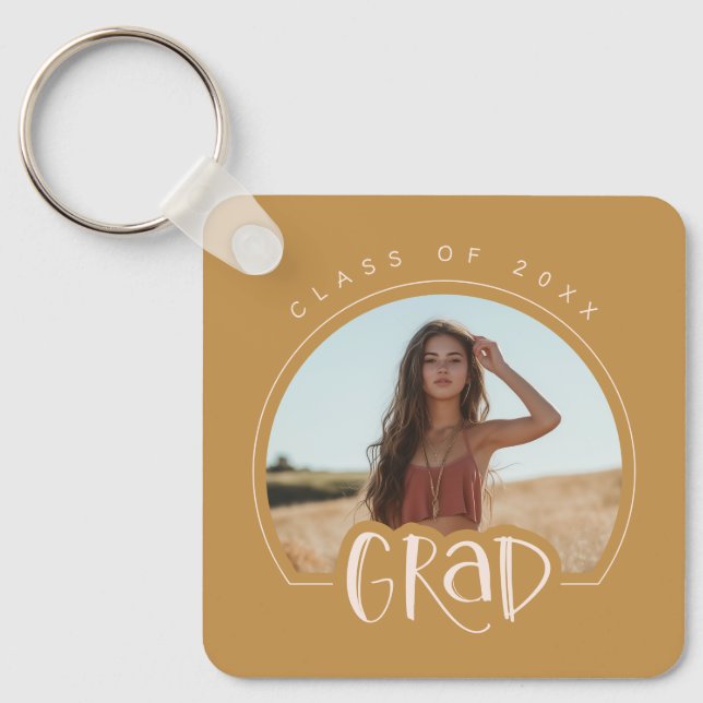 Gold Blush Pink Photo Class of 2025 Graduation Keychain (Front)