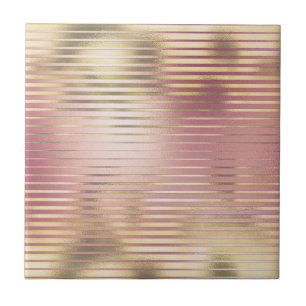 Gold blush pink rose metallic foil pattern tile