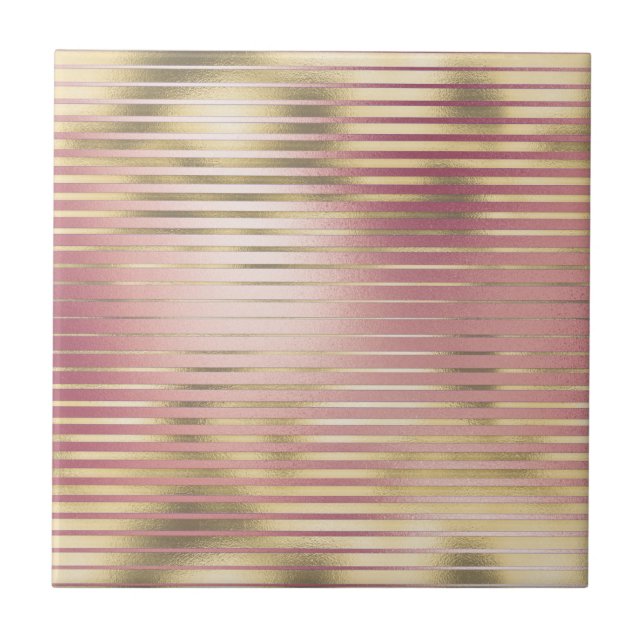 Gold blush pink rose metallic foil pattern tile (Front)
