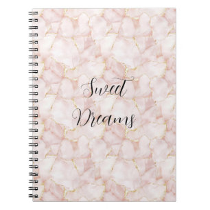 Gold Blush Pink Rose Petals Floral Notebook