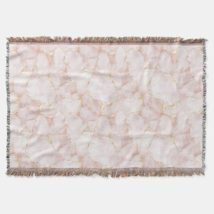 Gold Blush Pink Rose Petals Floral   Throw Blanket