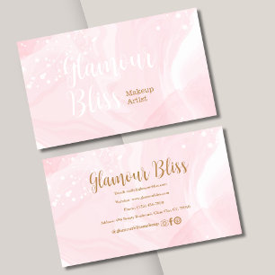 Gold Blush Pink Stylish Makeup Artist Salon Business Card