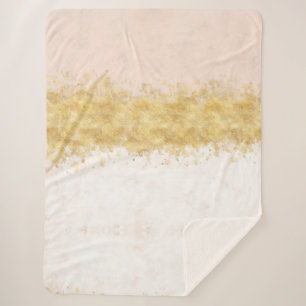 Gold Blush Pink Watercolor Glam Sherpa Blanket
