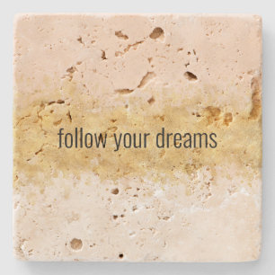 Gold Blush Pink Watercolor Glam    Stone Coaster