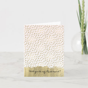 Gold Blush Pink White Ombre Be My Bridesmaid Invitation