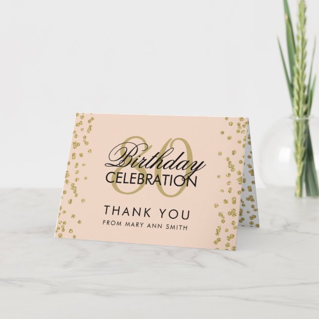 Gold Blush rose 80e anniversaire Merci Parties sci (Devant)