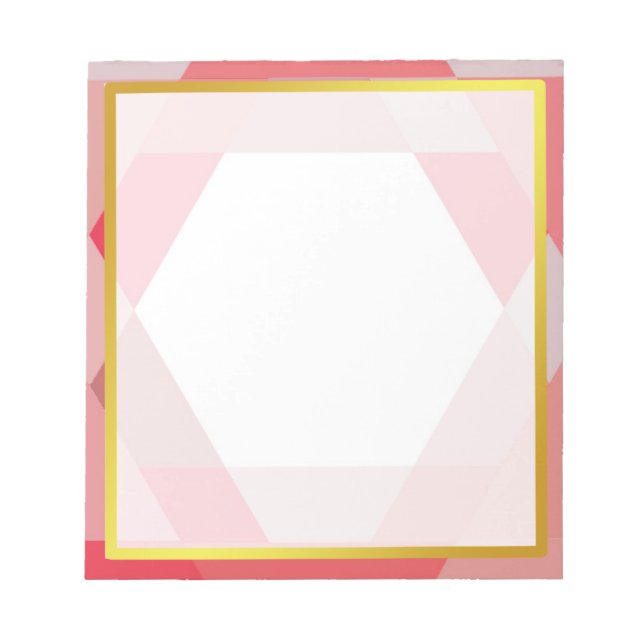 Gold Boarder Pink Polygon Photo frame Autograph Notepad (Front)