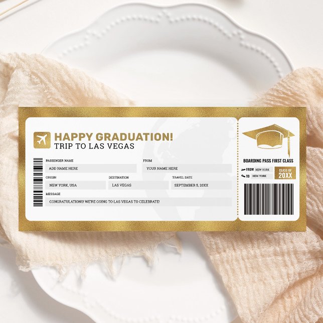 Gold Boarding Pass Travel Trip Plane Gift Ticket Invitation (Creator Uploaded)