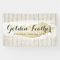 Gold Bohemian Feather on Rustic Wood Boards
