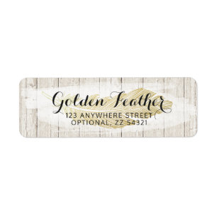 Gold Bohemian Feather Rustic Return Address