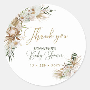 Gold Boho/Bohemian Baby Shower Thank you Classic Round Sticker